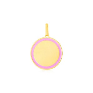 Unbranded 16248 14k Yellow Gold And Pink Enamel Circle Pendant