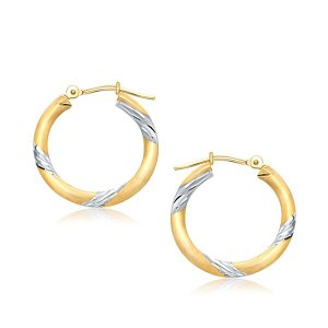 Unbranded 37489 14k Two Tone Gold Polished Hoop Earrings (20 Mm)