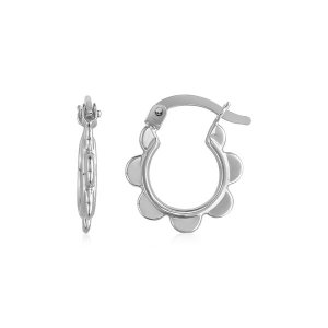 Unbranded 89747 14k White Gold Scalloped Hoop Earrings