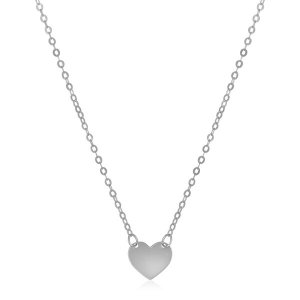 Unbranded 50840-18 14k White Gold Polished Mini Heart Necklace Size: 1