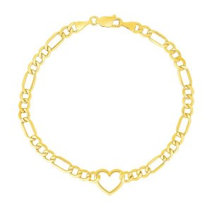 Unbranded 93774-7 14k Yellow Gold 7 Inch Figaro Chain Bracelet With He