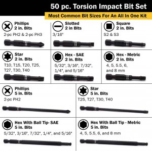 Titan 16251 50 Pc Torsion Impact Bit Set