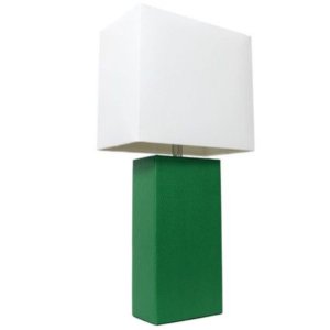 All LT1025-GRN Elegant Designs Modern Leather Table Lamp With White Fa