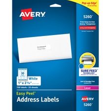 Avery 05260 Averyreg; Easy Peel Address Labels - Permanent Adhesive - 