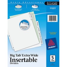 Avery AVE 11221 Averyreg; Big Tab Extra-wide Insertable Dividers - 5 B