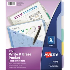 Avery AVE 16176 Averyreg; Write  Erase Durable Plastic Dividers Wpocke