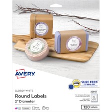 Avery DIX 22807 Averyreg; Glossy White Printable Round Labels With Sur