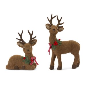 Melrose 81524DS Set Of 2 Decorative Foam And Fabric Deer Figurines