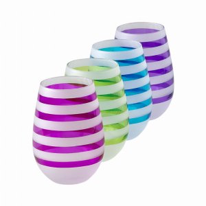 Creative 807611 Colorful Stemless Glass Goblets - Set Of 8