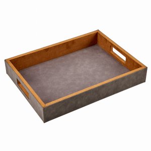 Creative 2309 Leatherette Tray, Grey 2.5 X 12 X 16