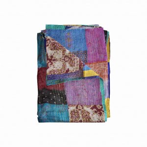 Homeroots.co 358030 Handcrafted Multicolor Silk Throw Blanket 60 X 90