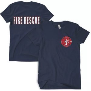 Fox 64-624 M Fire Rescue T-shirt Navy With Red Logo - Medium