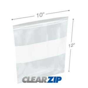 International CZW21012 White Block Clearzip Lock Top Bags  2 Mil 10 X 