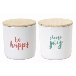 Melrose 78606DS Canister (set Of 2) 4.75h Woodstoneware