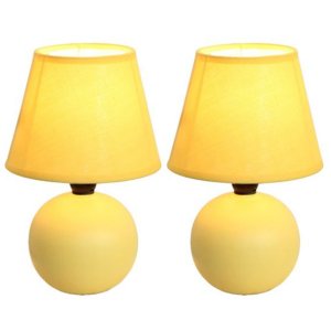 All LT2008-YLW-2PK Simple Designs  Mini Ceramic Globe Table Lamp 2 Pac