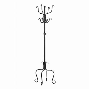 Homeroots.co 332699 Elegant 74-inch Black Metal Coat Rack With Hooks