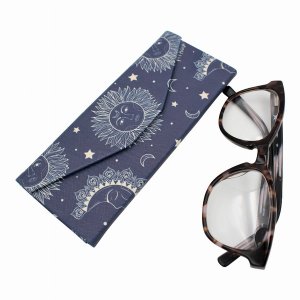 Real 8738 Halloweenhorroroccult  Leather Glasses Case - Sun, Moon  Sta