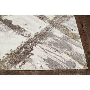 Homeroots.co 374607 Ivory  Grey 27 X 90 Polyester Runner Rug