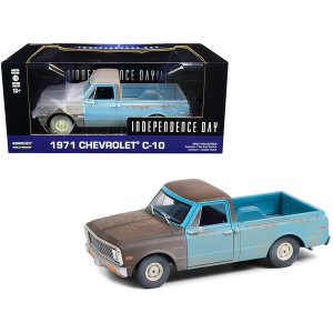 Greenlight 84132 1971 Chevrolet C-10 Pickup Truck Brown And Light Blue