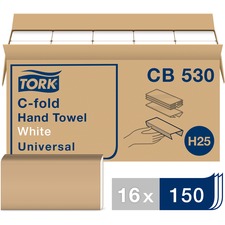 Essity TRK CB530 Tork C-fold Hand Towel, White, H25, Universal - 1 Ply