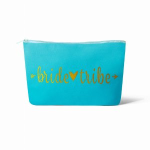 Samantha 1btbagturquoise Turquoise Bride Tribe Makeup Bag In Canvas