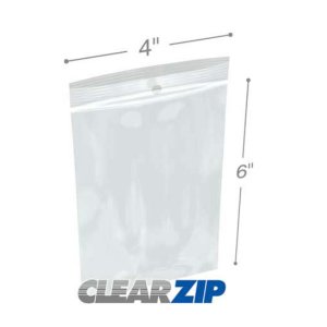 International CZH20406 Clearzip Lock Top Hang Hole Bags  4 X 6 2 Mil