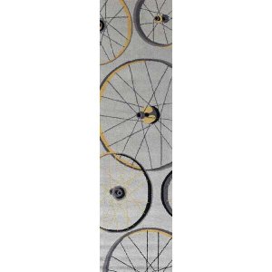 Homeroots.co 353713 2' X 7' Grey Wheels Runner Rug