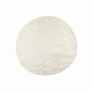 Homeroots.co 317207 72 Off White Circular Faux Fur Area Rug