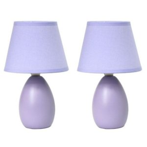 All LT2009-PRP-2PK Simple Designs Mini Egg Oval Ceramic Table Lamp 2 P