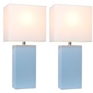 All LC2000-PWK-2PK Elegant Designs 2 Pack Modern Leather Table Lamps W