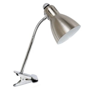 All LD2016-BSN Simple Designs Adjustable Clip Light Desk Lamp, Brushed