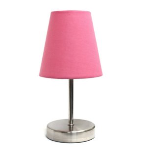 All LT2013-PNK Simple Designs Sand Nickel Mini Basic Table Lamp With F