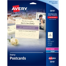 Avery AVE 5919 Averyreg; Laser, Inkjet Postcard - Ivory - 79 Brightnes