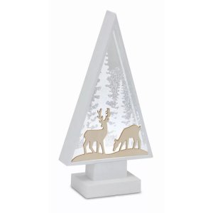 Melrose 81288DS Deer And Tree Snow Globe 12h Acrylic 6 Hr Timer 3 Aa B