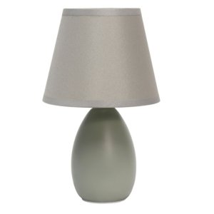 All LT2009-GRY Simple Designs Mini Egg Oval Ceramic Table Lamp, Gray