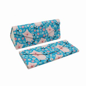 Real 8668 Adorable Animal  Leather Glasses Case - Pigs