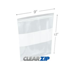 International CZW20912 White Block Clearzip Lock Top Bags  2 Mil 9 X 1