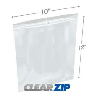 International CZH21012 Clearzip Lock Top Hang Hole Bags  10 X 12 2 Mil