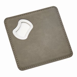 Creative 2347 Leatherette Coasteropener, Grey 4 X 4