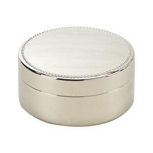 Creative 26054 Beaded Round Box, Nickel Plated 3.5