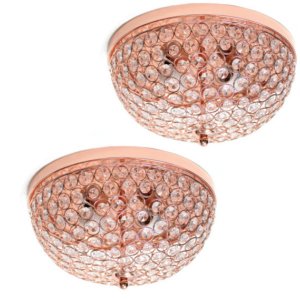 All FM1000-RGD-2PK Elegant Designs 2 Light Elipse Crystal Flush Mount 