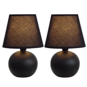 All LT2008-BLK-2PK Simple Designs  Mini Ceramic Globe Table Lamp 2 Pac