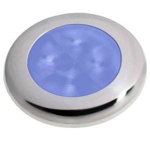 Hella 980503221 Polished Stainless Steel Rim Led Courtesy Lamp - Blue