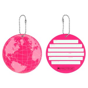 Protege PR2341NP Neon Round Ez Id Luggage Tags, 2 Pack Pink