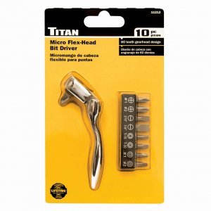 Titan 11212 Tool 10 Pc Micro Flex Bit Ratchet Set