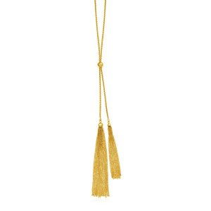 Unbranded 33995-28 14k Yellow Gold 28 Inch Lariat Style Tassel Necklac