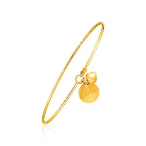 Unbranded 00775 14k Yellow Gold Bangle With Engraved Love And Puffed H