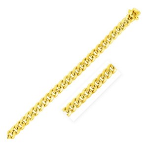 Unbranded 20777-8.5 7.5mm 14k Yellow Gold Semi Solid Miami Cuban Brace