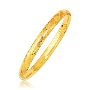 Unbranded 24088-8 14k Yellow Gold Domed Bangle With A Weave Motif Size