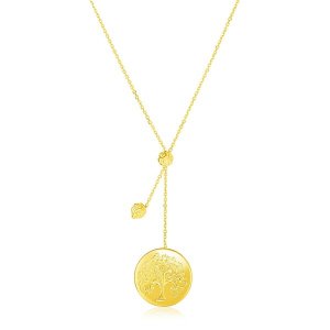 Unbranded 00652-18 14k Yellow Gold Lariat Style Necklace With Tree Of 